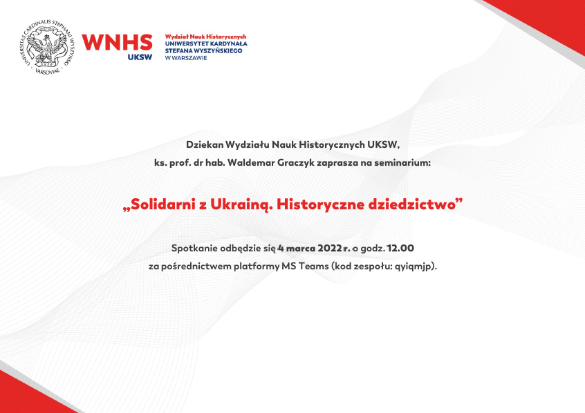 Seminarium „Solidarni z Ukrainą. Historyczne dziedzictwo”