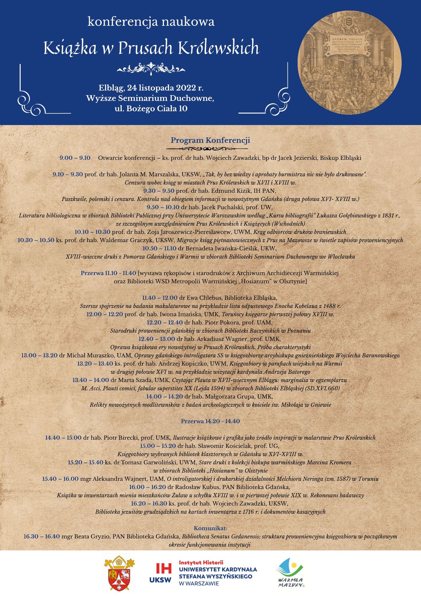 Konferencja naukowa „Książka w Prusach Królewskich” – zaproszenie