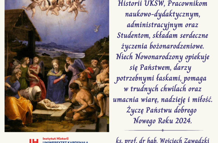 Życzenia świąteczne i noworoczne Dyrektora Instytutu Historii UKSW