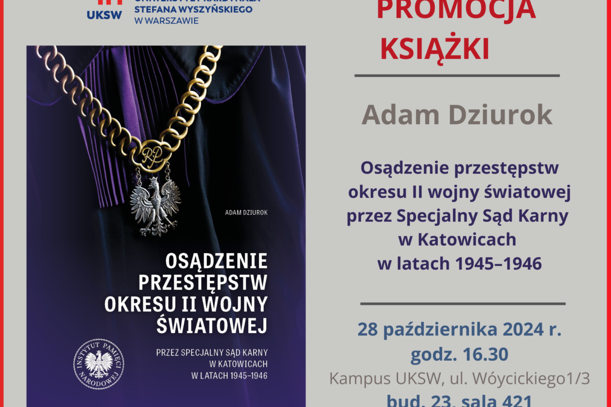 Zaproszenie na promocję najnowszej książki prof. Adama Dziuroka (28.10.)