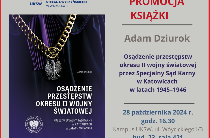 Zaproszenie na promocję najnowszej książki prof. Adama Dziuroka (28.10.)