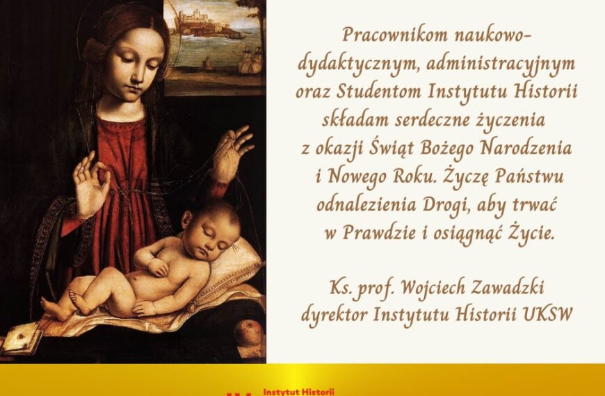 Życzenia Dyrekcji Instytutu Historii USKW z okazji Świąt Bożego Narodzenia