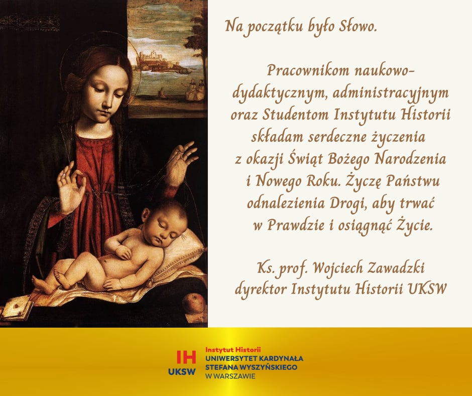 Życzenia Dyrekcji Instytutu Historii USKW z okazji Świąt Bożego Narodzenia