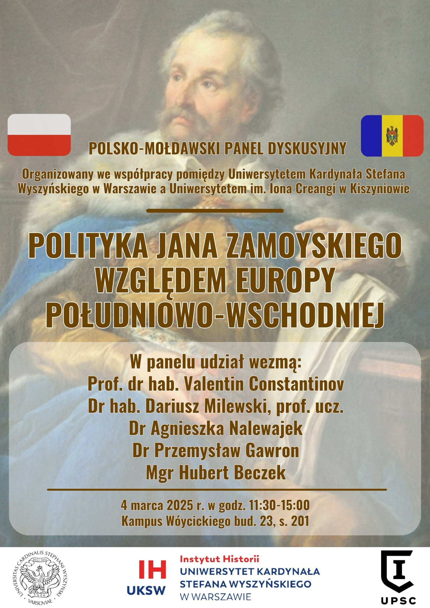 Zapraszamy na polsko-mołdawski panel dyskusyjny „Polityka Jana Zamoyskiego względem Europy Południowo-Wschodniej” (4 marca)