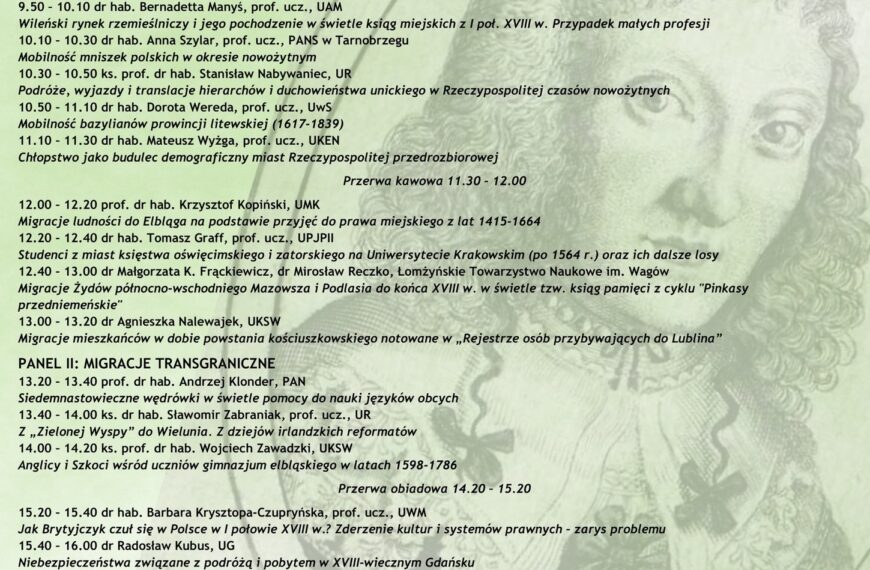 Zaproszenie na konferencję naukową „Migranci i migracje w nowożytnej Polsce” (21 maja)