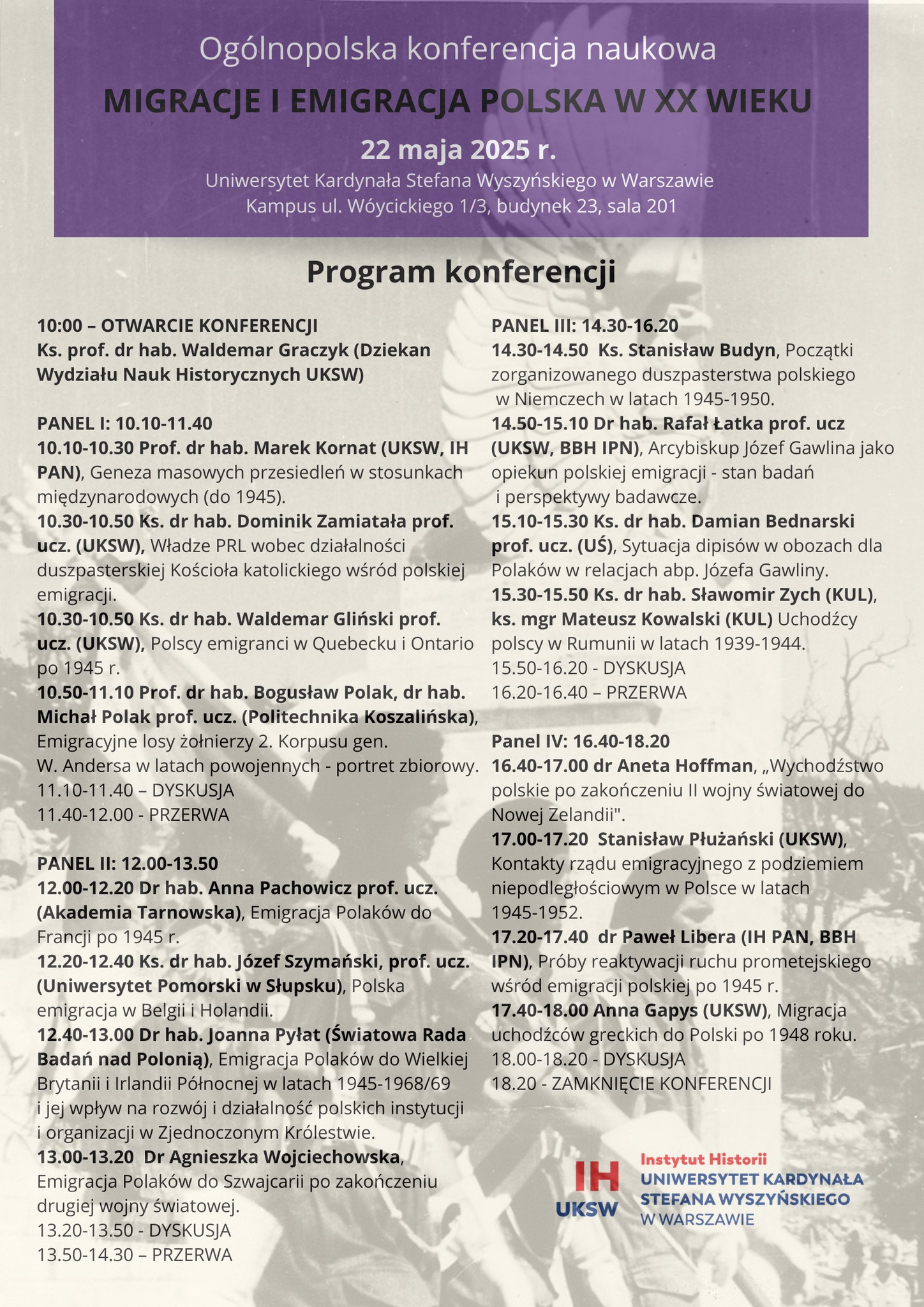 Zaproszenie na konferencję naukową „Migracje i emigracja polska w XX wieku”