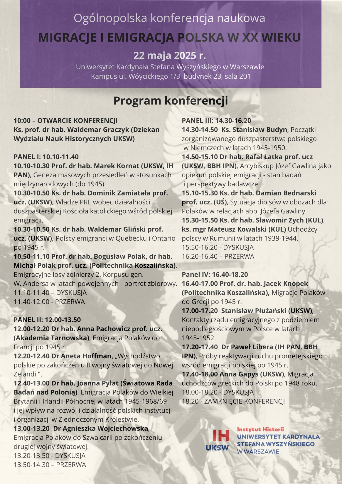 Zaproszenie na konferencję naukową „Migracje i emigracja polska w XX wieku”
