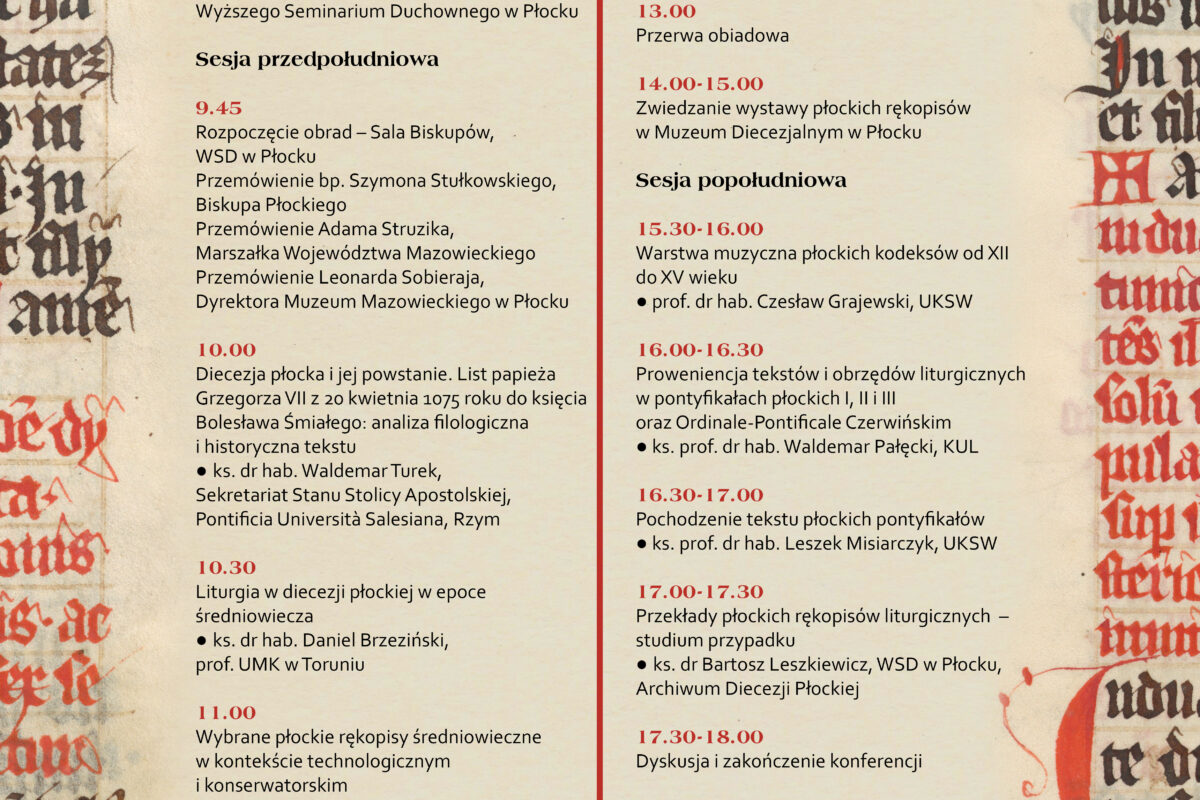Konferencja Dzieje diecezji płockiej od XI do XVI wieku zapisane w rękopisach 27 listopada 2025