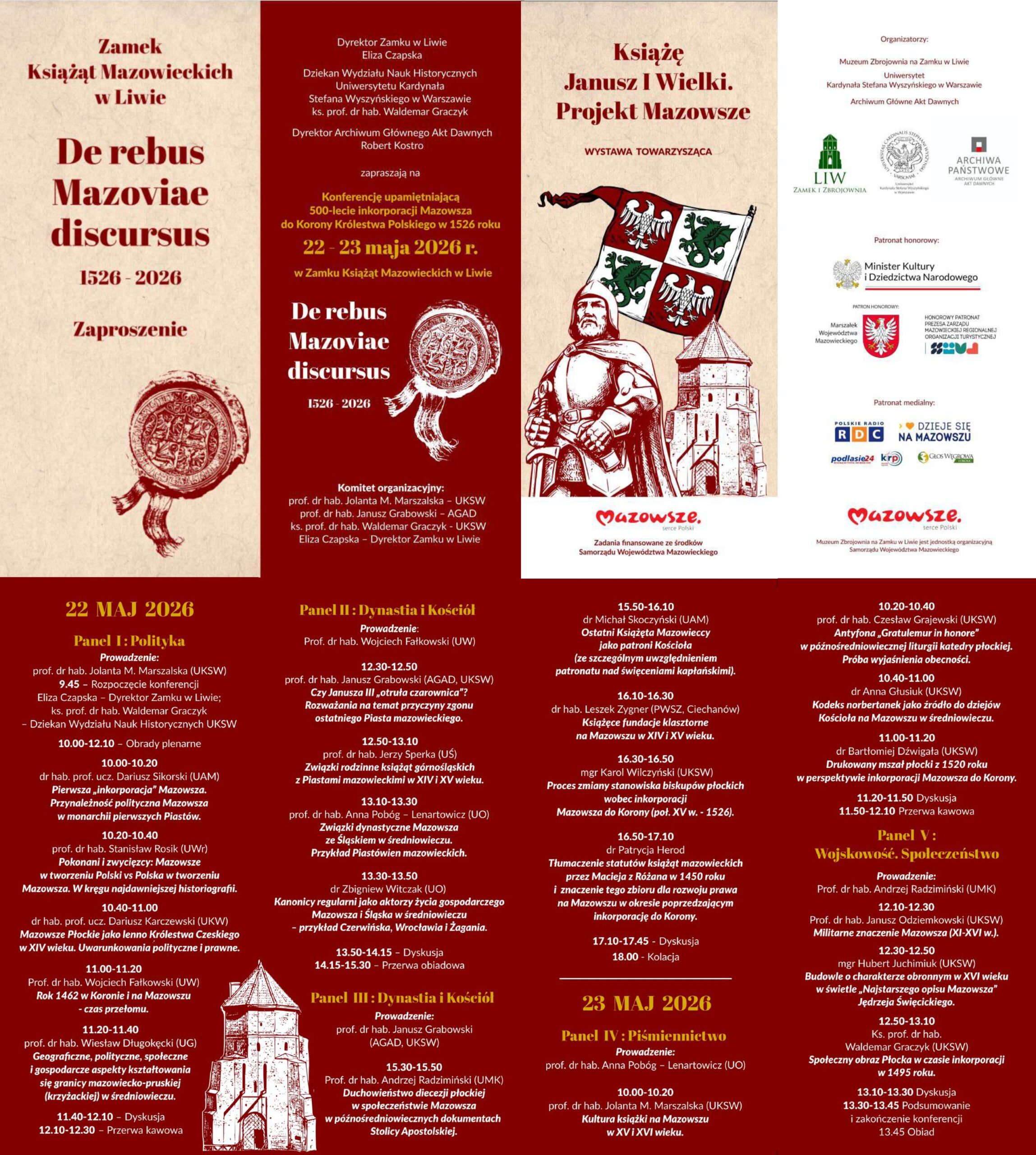KONFERENCJA DLA UPAMIĘTNIENIA 500-LECIA INKORPORACJI MAZOWSZA DO KORONY W 1526 ROKU